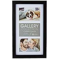 Malden 4x6 3-Opening Matted Collage Picture Frame - Displays Three 4x6 Pictures - Black