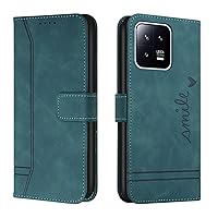 Protective Flip Cases Compatible with Xiaomi 13 Pro 5G Wallet Case,Shockproof TPU Protective Case,PU Leather Phone Case Magnetic Flip Folio Leather Case Card Holders Case Cover (Color : Green)