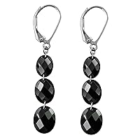 Black Spinel OVAL Shape Gemstone Jewelry 10K, 14K, 18K White Gold Drop Dangle Earrings For Women/Girls