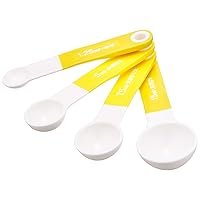 DELISH KITCHEN CC-1308 Pearl Metal Measuring Spoon, Yellow, 5.1 x 1.8 x 1.8 inches (13 x 4.5 x 4.5 cm), Small Spoon Included, 4 Piece Set