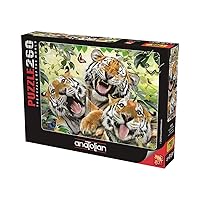 Anatolian Puzzle - Tiger Selfie - 260 Piece Jigsaw Puzzle #3332, Multicolor
