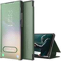 Case for iPhone 13 Pro Max/13 Pro/13/13 Mini, Premium Carbon Fiber Leather Flip Folio Cover Case with Smart Touch, Stand Function (Color : Green, Size : 13 Pro Max 6.7