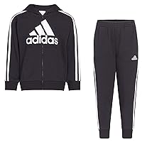 adidas Boys Zip Front French Terry Hooded Jacket and Joggers Set