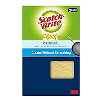 Scotch-Brite Dobie Pads, Dobie Sponge for All Purpose Cleaning of Kitchen, Bathroom, and Household, Non Scratch Dobie Cleaning Pads Safe for Non-Stick Cookware, 3 Dobie Pads