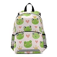 Cute Frogs Pink Backpack Schoolbag Kids Daypack Toddler Travel School Bag Small Mini Backpacks for Kindergarten Preschool Nursery Children Boys Girls with Chest Strap