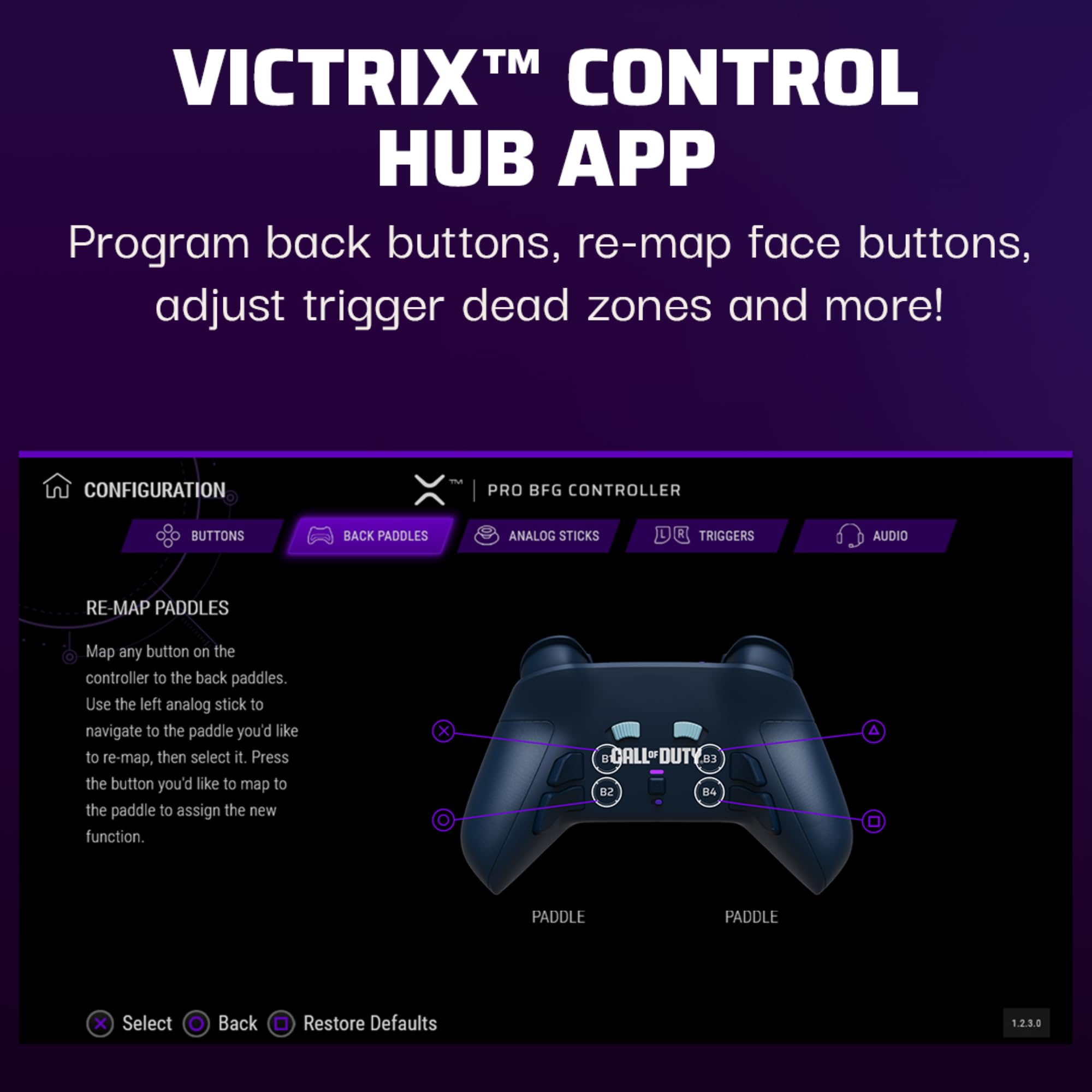 PDP Victrix Pro BFG Wireless Controller for PS4/PS5/PC, Midnight Mask Sony 3D Audio, Modular Back Buttons/Clutch Triggers/Joystick