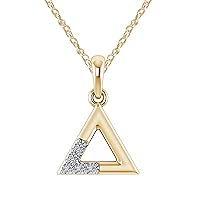0.09 Ct Real Diamond Geometric Sign Triangle Pendant Necklace in 925 Sterling Silver (G-H/I1-I2)