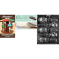 Cybrtrayd Boxing Glove Lolly Chocolate Mold with Chocolatier's Bundle, Includes 50 Lollipop Sticks, 50 Cello Bags, 25 Gold & 25 Silver Twist Ties and Chocolatier's Guide