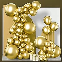 PartyWoo Metallic Gold Balloons, 140 pcs Gold Metallic Balloons Different Sizes Pack of 18 Inch 12 Inch 10 Inch 5 Inch Gold Balloons for Balloon Garland or Balloon Arch as Party Decorations, Gold-G101