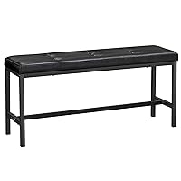Dining Table Bench, Ottoman Bench with PU Leather Padded Seat, Steel Frame, 42.5 x 12.8 x 18.9 Inches, for Dining Room, Living Room, Hallway, Bedroom, Black UKTB034B81