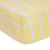 Burts Bees Baby Stripe Fitted Crib Sheet Organic Cotton BEESNUG - Sunshine Yellow Stripes, Fits Unisex Standard Bed and Toddler Mattress, Infant Essentials, 28 x 52 x 5.5 Inch 1-Pack
