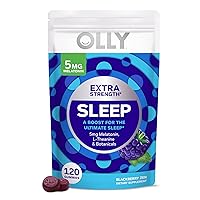 OLLY Extra Strength Sleep Gummy, Occasional Sleep Support, 5 mg Melatonin, L-Theanine, Chamomile, Lemon Balm, Sleep Aid, BlackBerry - 120 Count