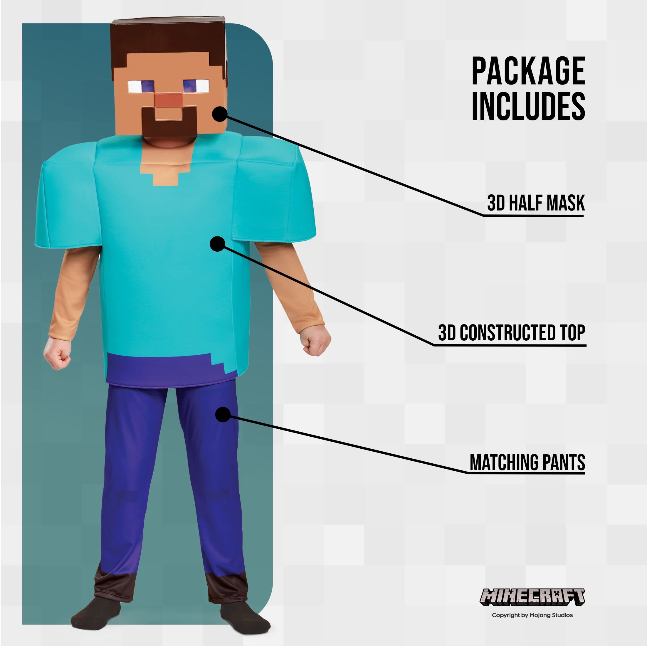 Steve Deluxe Minecraft Costume, Multicolor, Small (4-6)