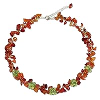 NOVICA Multi-Gem Peridot .925 Sterling Silver Plated Beaded Necklace, 16.25