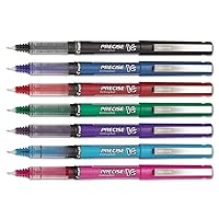 Pilot, Precise V5, Capped Liquid Ink Rolling Ball Pens, Extra Fine Point 0.5 mm, Assorted Colors, Pack of 7