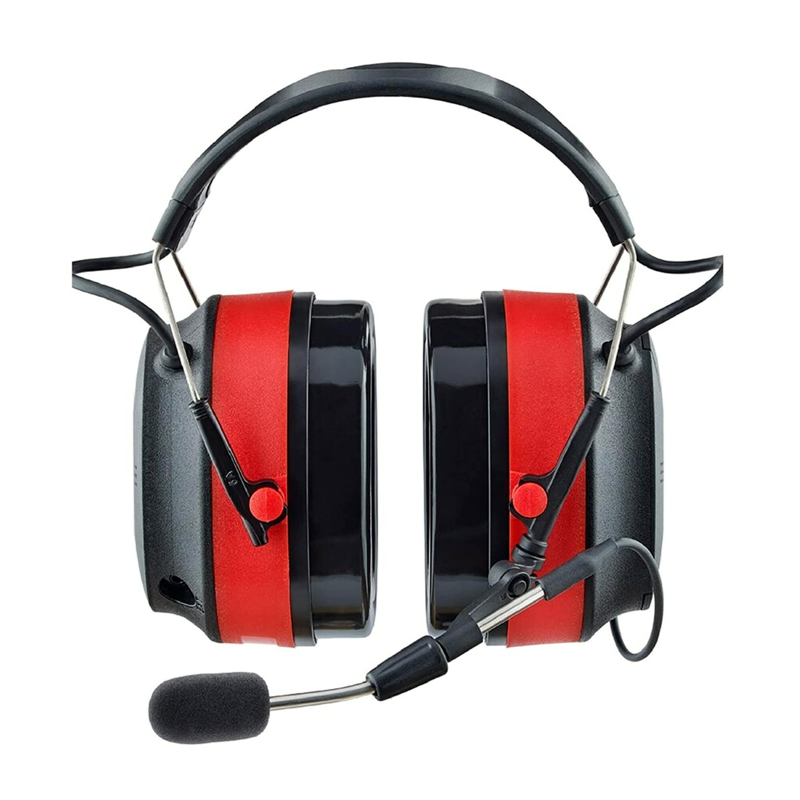 3M Pro-Comms Electronic Hearing Protection with Bluetooth Wireless Technology and External Microphones, Bluetooth Headphones, NRR 26 dB,Black/Red