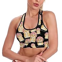Funny Cat Hair Women's Sports Bra with Padded Crop Tank Yoga Bras Workout Fitness Sports Top
