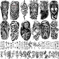 Temporary Tattoos for Men & Women, Semi-permanent Tattoo Sticker for Body Art, 40 PCS Waterproof Tattoo Sheets Stickers for Festival Christmas Halloween Cosplay Birthday Wedding Prom Party