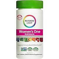 Rainbow Light Multivitamin for Women, Vitamin C, D & Zinc, Probiotics, Women’s One Multivitamin Provides High Potency Immune Support, Non-GMO, Vegetarian, 150 Tablets