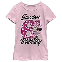 Disney Little, Big Minnie Mouse Sweet 6th Birthday Girls Short Sleeve Tee Shirt