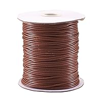 100 Yards Camel Waxed Polyester Cord Threads Korean Wax Braided Beading Strings Necklace Bracelet Wire Cords 2mm with Spool for DIY Jewelry Making Macrame Supplies
