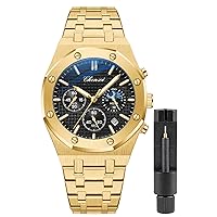 Gosasa Luxury Men's Watch Chronography Business Quartz Watch for Men Calendar Luminous Fashion Men's Watch Waterproof Stainless Steel Strap