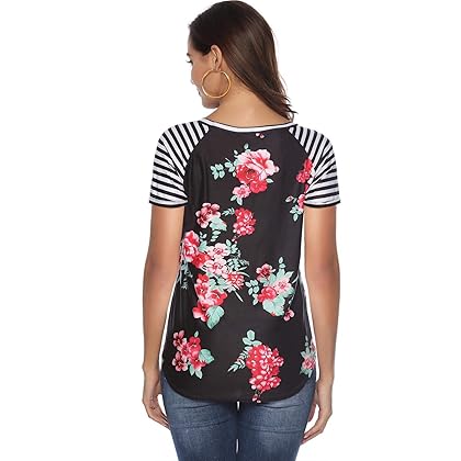 CEASIKERY Women's Blouse Floral Print T-Shirt Comfy Casual Tops for Women