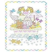 Jack Dempsey Needle Art 406039 Noah's Ark Crib Quilt Tops, 40-Inch-by-60-Inch, White