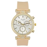 Stand Out Get Noticed! Big Face Ladies Bejeweled Rubber Iced Out Colorful Watch with Genuine Rhinestone Diamond Accents - Touch of Female Celebrity Glamour - ST10800