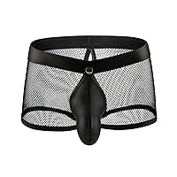 Mens See Through Fishnet Boxer Underwear Bulge Pouch Briefs Lingerie Booty Shorts Athletic Jockstrap Trunks Underpants