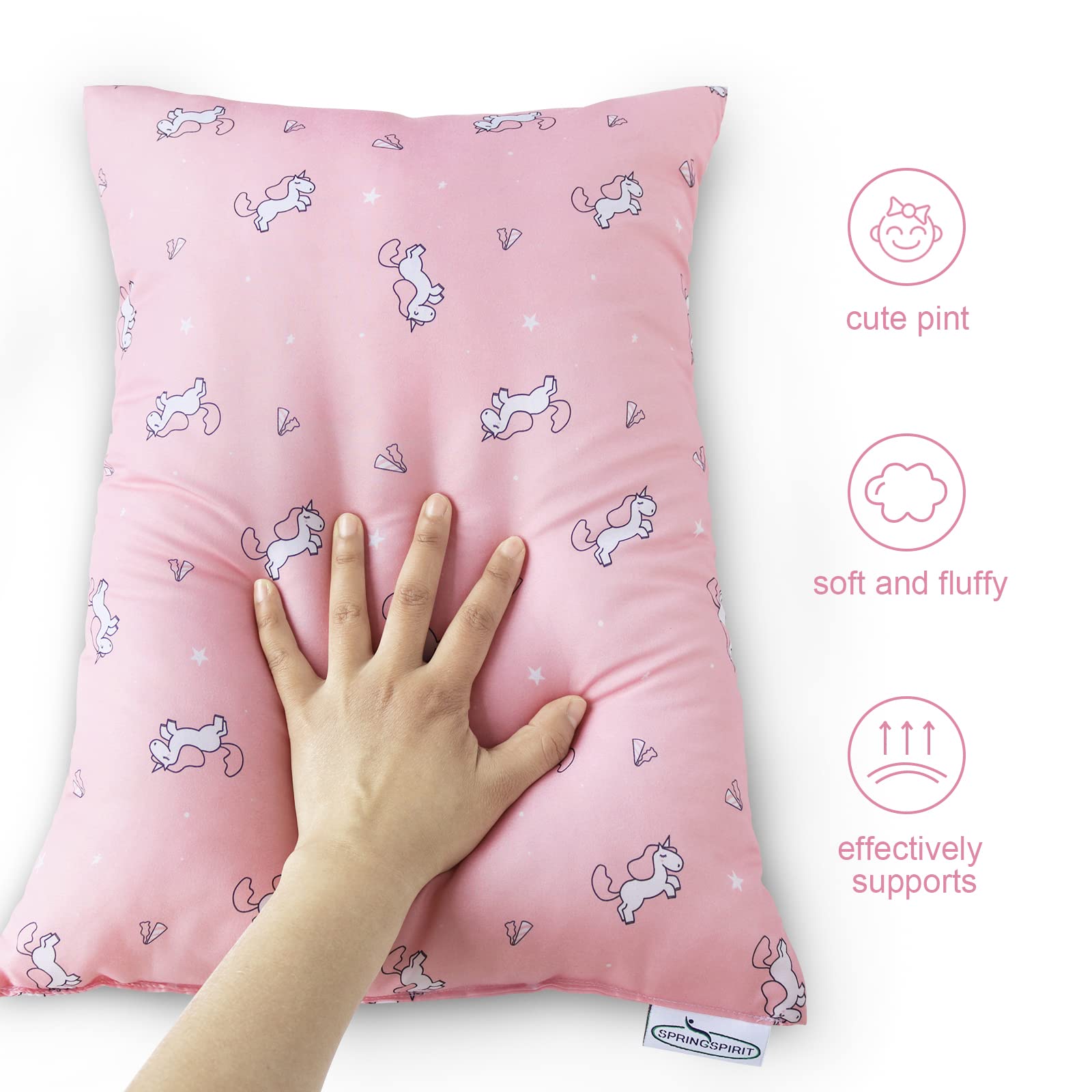 SPRINGSPIRIT Baby Toddler Pillow for Girls 2 Pack Ultra Soft & Breathable 14