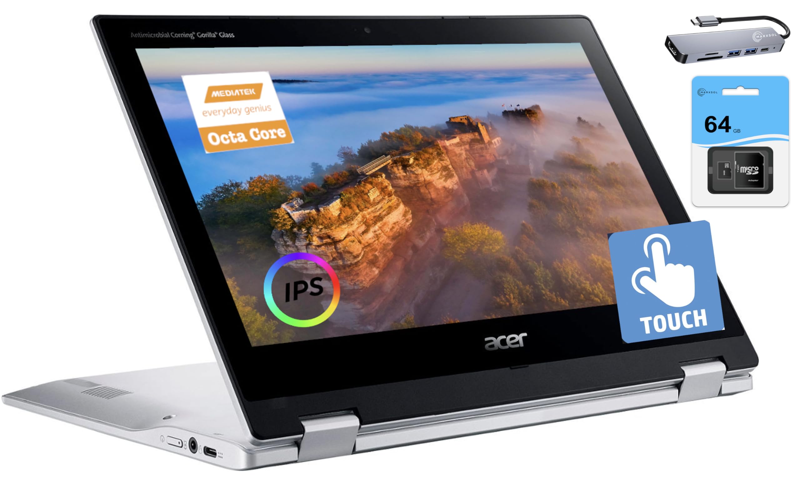 acer Chromebook Spin 2-in-1 Convertible Laptop (2023), 8-Core MediaTek MT8183C Processor, 11.6
