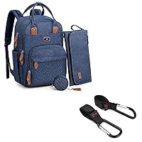 Dikaslon Diaper Bag Backpack, Stroller Hooks, Large Unisex Baby Bags with Changing Pad, Pacifier Case and Universal Stroller Clips for Mom Dad