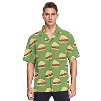 Sandwich Hawaiian Shirt for Men,Men's Casual Button Down Shirts Short Sleeve for Men S