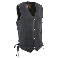 Men's 100% Cotton Side Lace Black Denim Vest 2XL (50) Black