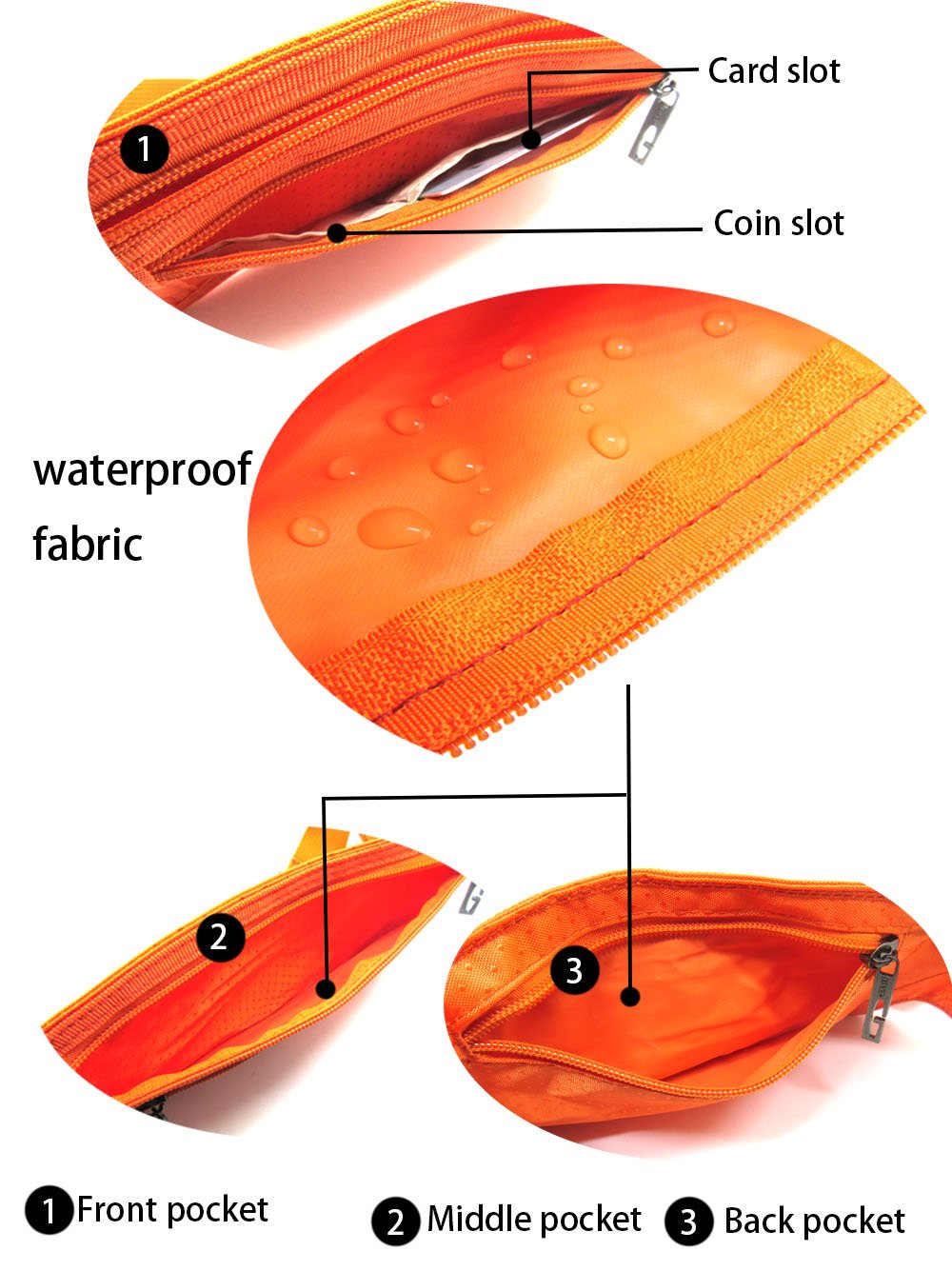 Naoki Outdoor Sports Running Jogging Cycling Hiking Camping Climbing Travel Ultra-thin Waterproof Polyester Waist Pack / Bag Runner Belt(Orange)