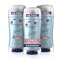 Secret Aluminum Free Deodorant for Women, Rose Scent 2.4 oz (Pack of 3)