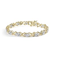 10k Yellow Gold Plated .925 Sterling Silver 2.00 Cttw Round-Cut Diamond Link 7