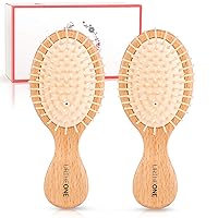 2Pcs Mini Hair Brush Detangling Brush for Thick Curly Thin Long Short Wet or Dry Hair, Pocket Travel Small Paddle Hair Brush for Men Women Kids