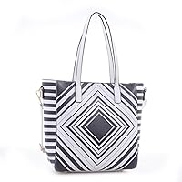 Alyssa Faux Leather Tote Shoulder Hand Bag with Diamond Pattern Print