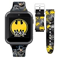 Accutime Kids DC Comics Batman Black Educational Learning Smart Watch Toy with Interchangeable Straps for Boys, Girls, Toddlers - Selfie Cam, Learning Games, Alarm, Calculator (Model: BAT40107AZ)