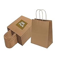 200 Pack 8x4.75x10 Inch Medium Brown Paper Bags with Handles Bulk, Joybe Kraft Paper Gift Bags for Birthday Party Favors Grocery Retail Shopping Business Goody Craft Blank Sacks (Plain Natural 200pcs)