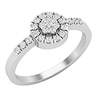 Dazzlingrock Collection Gemstone or Diamond Flower Halo Style Engagement Ring for Her in 925 Sterling Silver
