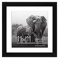 Americanflat 11x11 Picture Frame in Black - Use as 8x8 Picture Frame with Mat or 11x11 Frame Without Mat - Engineered Wood Photo Frame with Shatter-Resistant Glass - Square Picture Frame for Wall