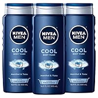 Nivea Men Cool Body Wash with Icy Menthol, 3 Pack of 16.9 Fl Oz Bottles