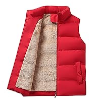 Vest Men,Unisex Winter Warm Outdoor Padded Puffer Vest Thick Sherpa Lined Sleeveless Jacket Outerware