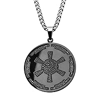 Star Wars Jewelry Men's Imperial Symbol Gun Metal Stainless Steel Pendant Necklace, 24