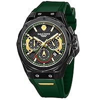 Paras Crown Watch for Men Chronograph Analogue Men's Watches Quartz Luxury Dress Men's Watches with Silicone Strap and Date 5ATM Waterproof