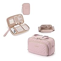 BAGSMART Electronic Organizer Bag, Travel Cable Organizer Case, Pouch Carry Case Portable Cord Storage Bag with Travel Makeup Bag, Cosmetic Bag Organizer Case
