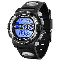 Kids Digital Watch Boys Teenage Watches Ages 5-18,50M Waterproof Multifunctional Sport Watches with 7 LED Backlight Alarm Calendar Timer for Boys Gift